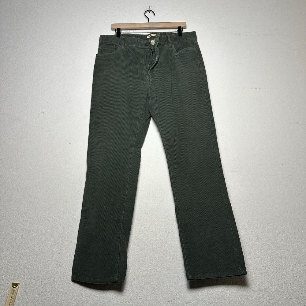 GH Bass Co Chino Corduroy Green Casual Pant Men 36x32 Straight Fit Minimal Gorp